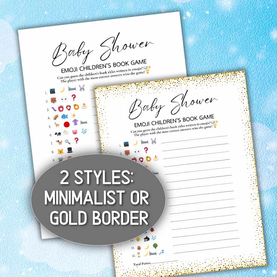 childrens book emoji baby shower game