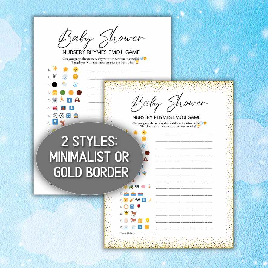 baby shower emoji nursery rhyme game