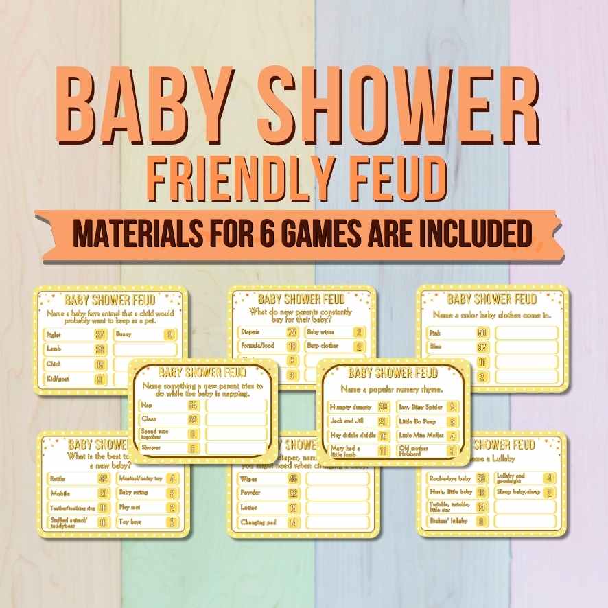 baby-shower-feud-yellow-printable-game-the-game-room for Baby Shower Family Feud Free Printable Pdf BABY SHOWER FEUD YELLOW PRINTABLE GAME – The Game Room for Baby Shower Family Feud Free Printable Pdf