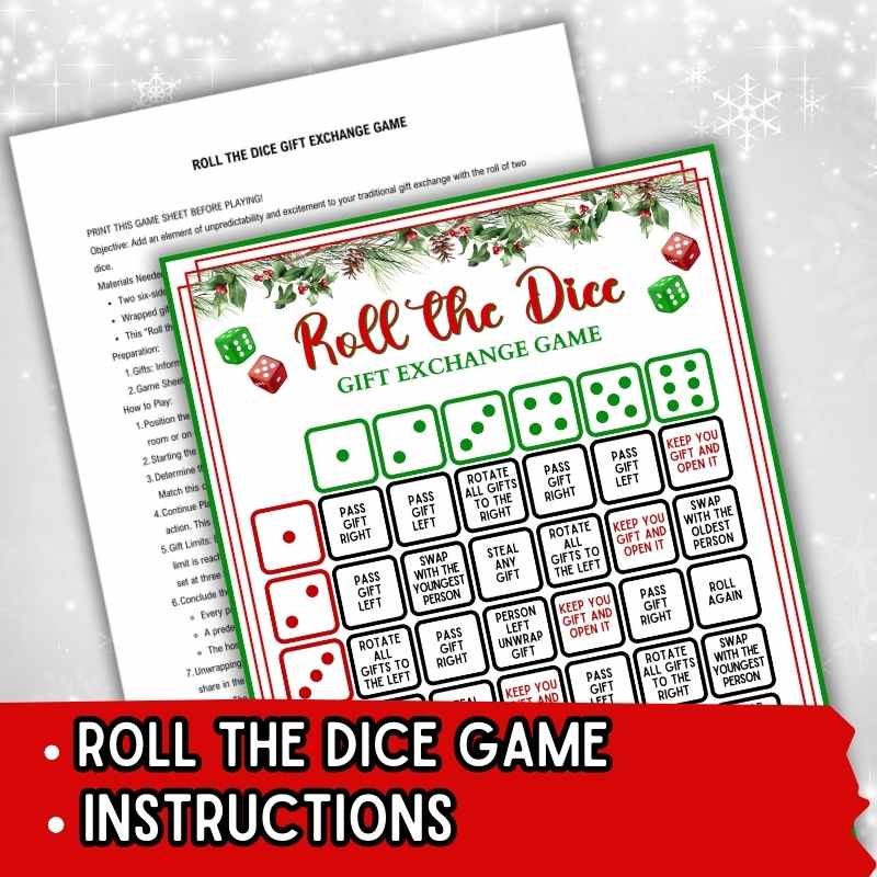 Christmas Dice Gift Exchange Game