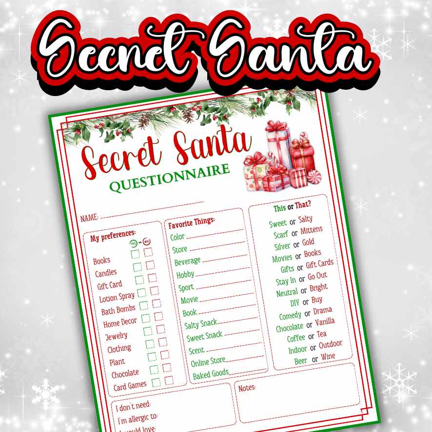 SECRET SANTA QUESTIONNAIRE FOR COWORKERS – The Game Room secret-santa-questionnaire-for-coworkers-the-game-room