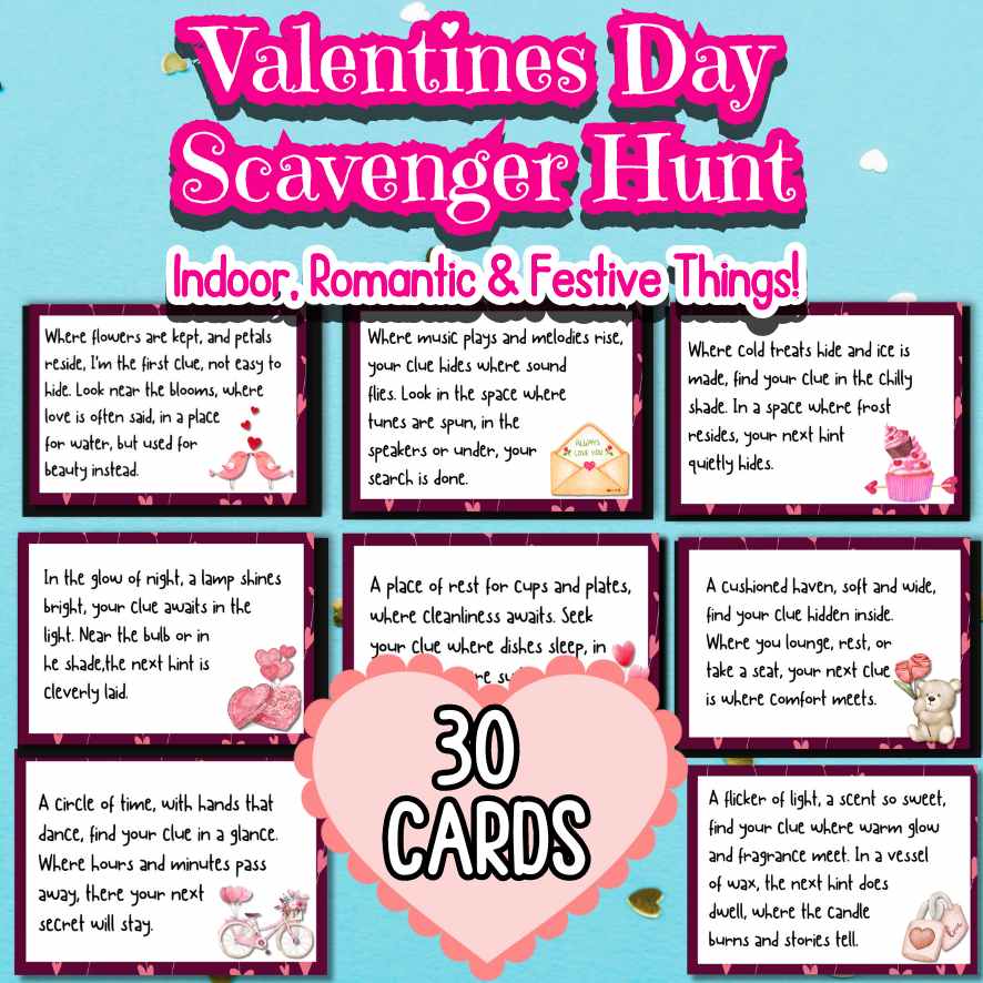 VALENTINES SCAVENGER HUNT CLUES – The Game Room valentines-scavenger-hunt-clues-the-game-room