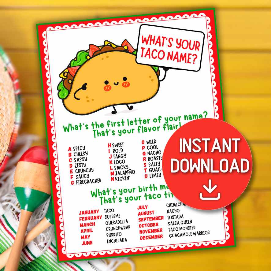 what-s-your-taco-name-cinco-de-mayo-party-game-for-all-ages-the-game-room for What S Your Taco Name Printable Free What's Your Taco Name? – Cinco de Mayo Party Game for All Ages – The Game Room for What S Your Taco Name Printable Free