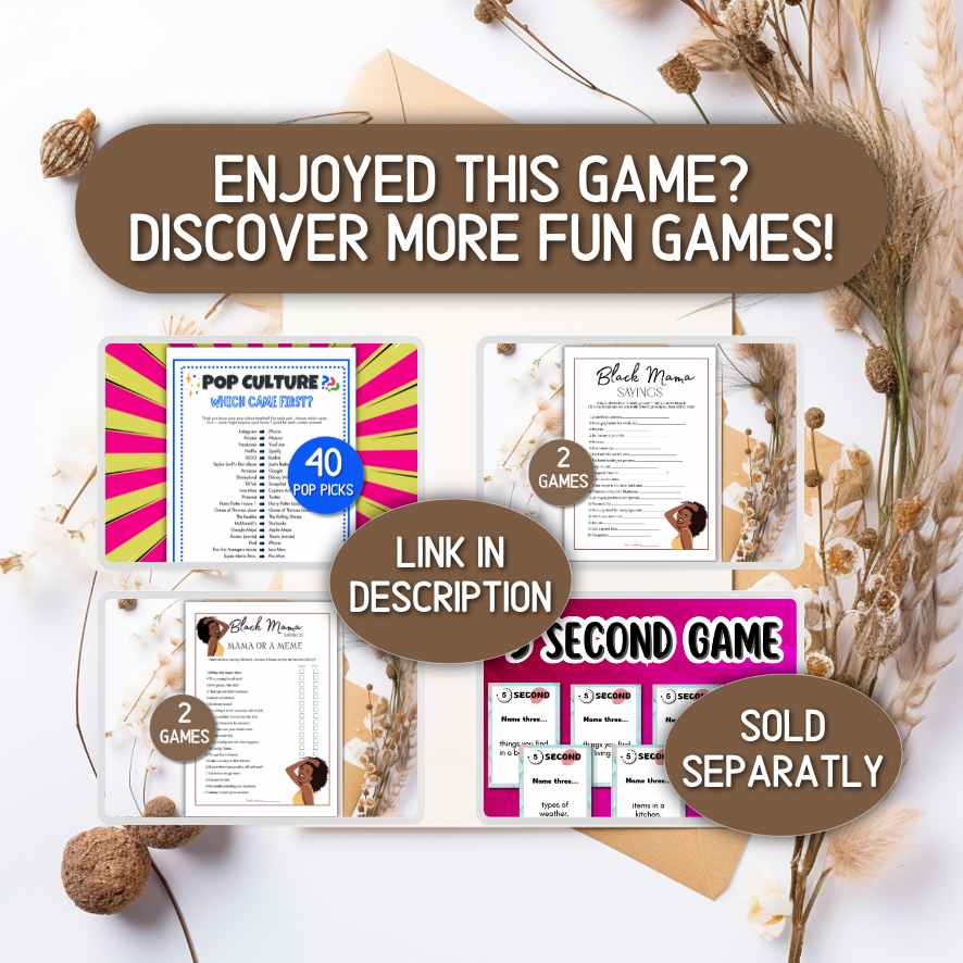 black mama sayings game printable