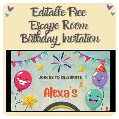 Editable Free Escape Room Birthday Invitation