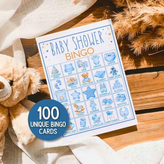 baby shower bingo blue printable