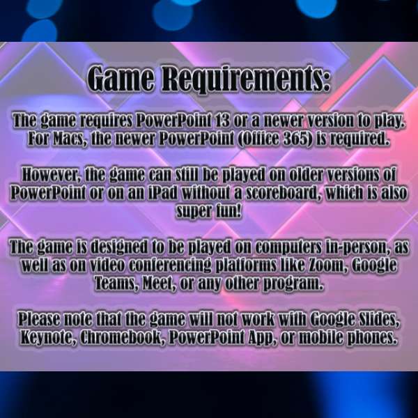 game requirements for PowerPoint 