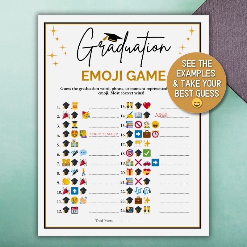 GRADUATION EMOJI GAME PRINTABLE