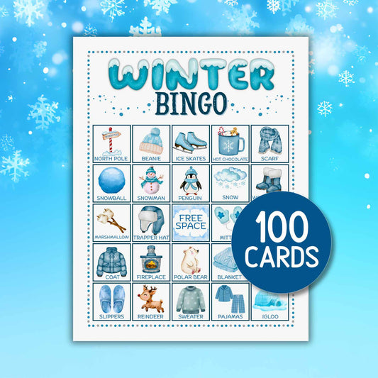 winter bingo 100 cards printable

