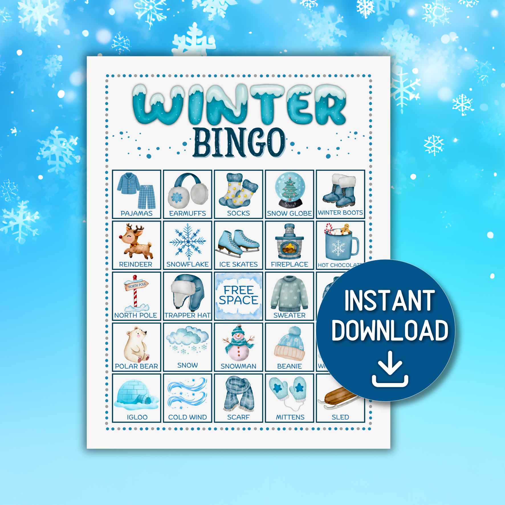 winter break bingo printable