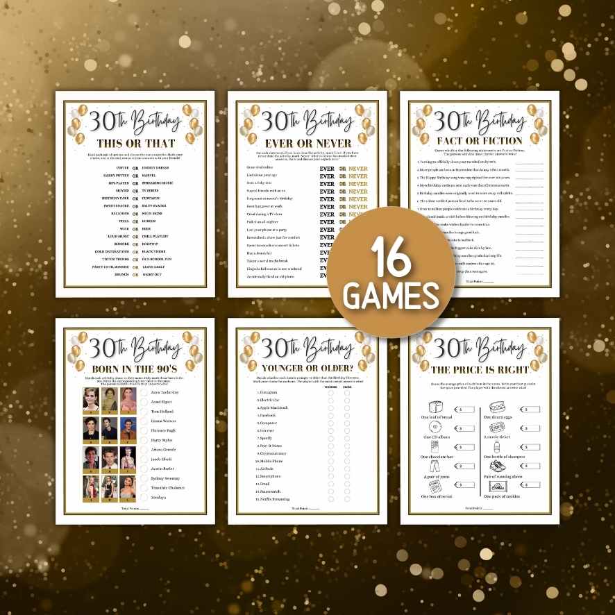 30th birthday party games ideas