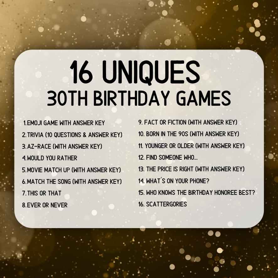 Games for 30th birthday