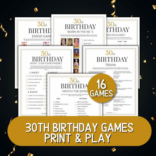 30th birthday games bundle printable