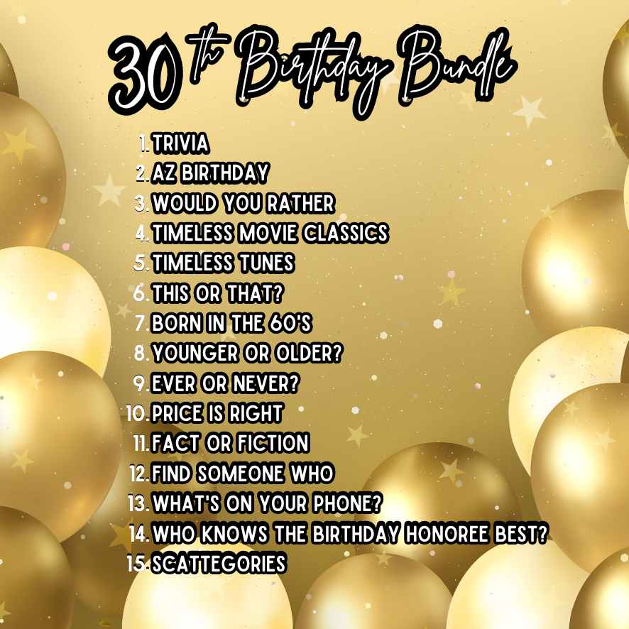 30th birthday party games for adults