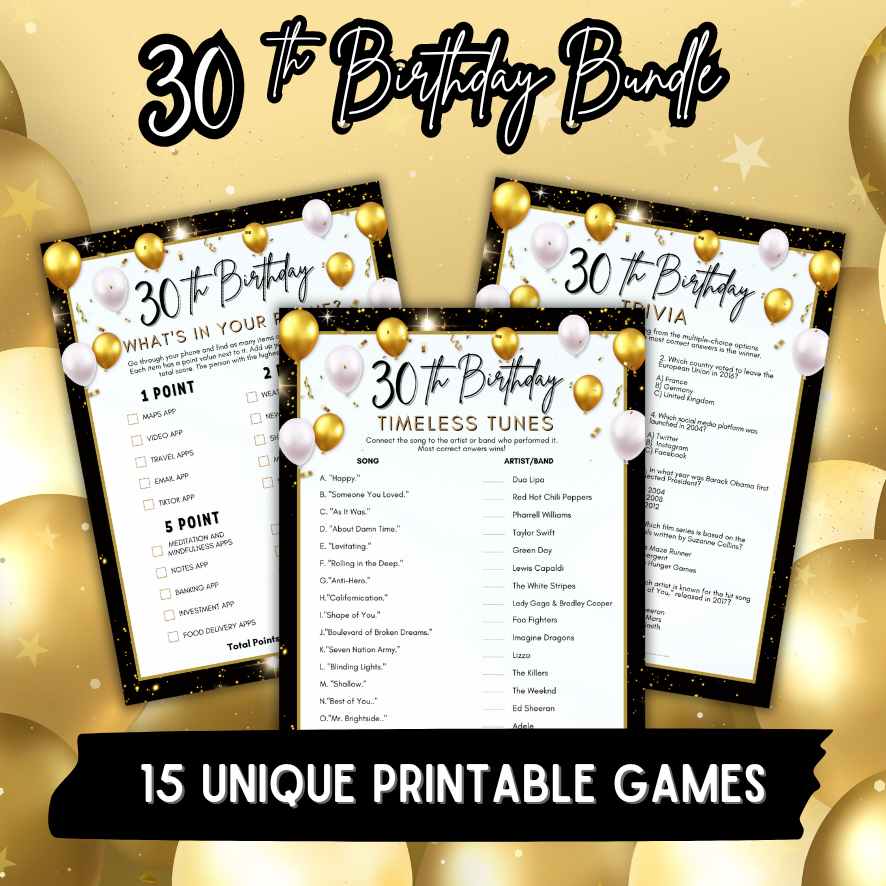 30th birthday party games ideas