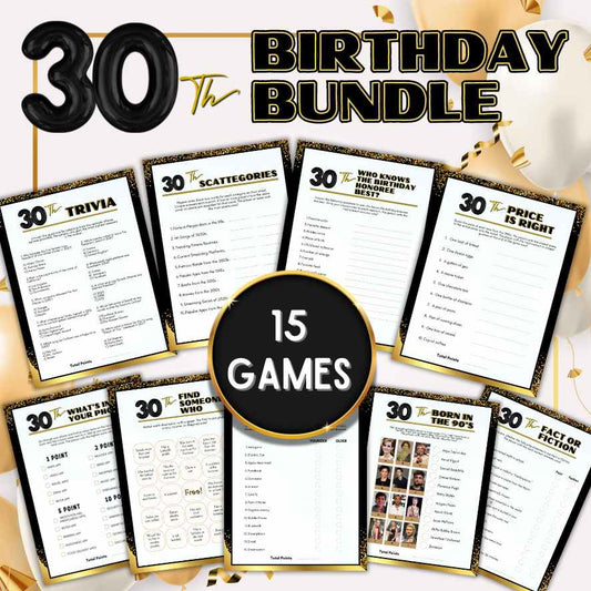 30TH BIRTHDAY GAMES BUNDLE PRINTABLE