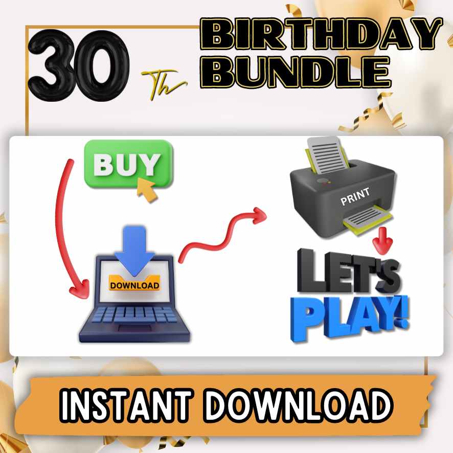 30TH BIRTHDAY GAMES BUNDLE PRINTABLE