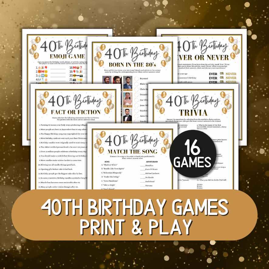 40th birthday games printable