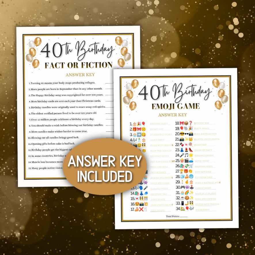 40th birthday games for adults
