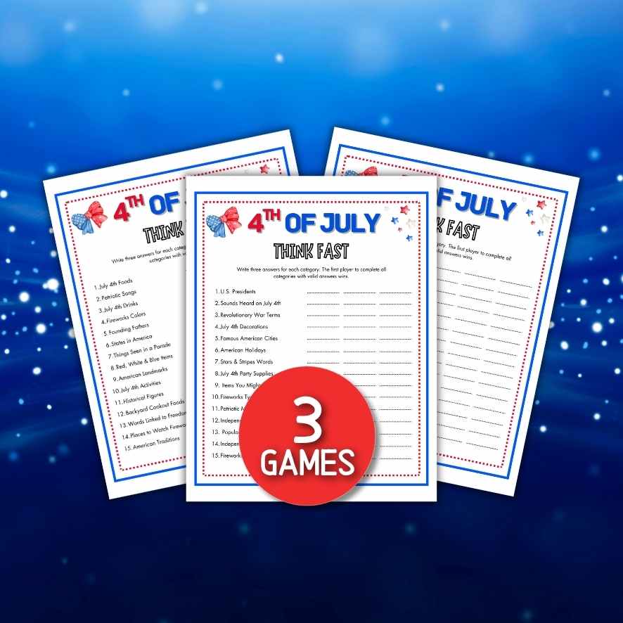 4th of july think fast game printable