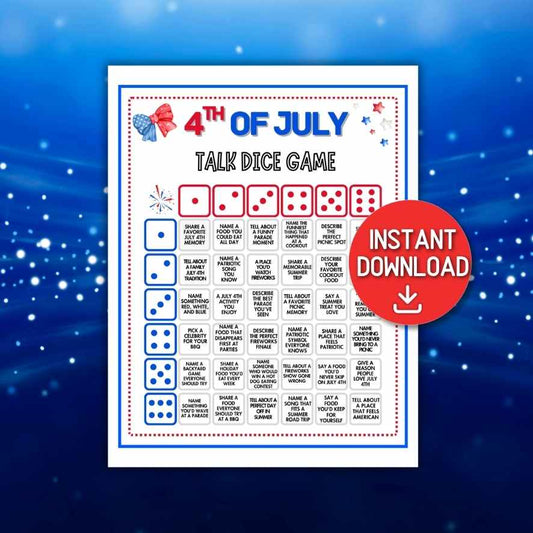 4th of july talk dice game printable
