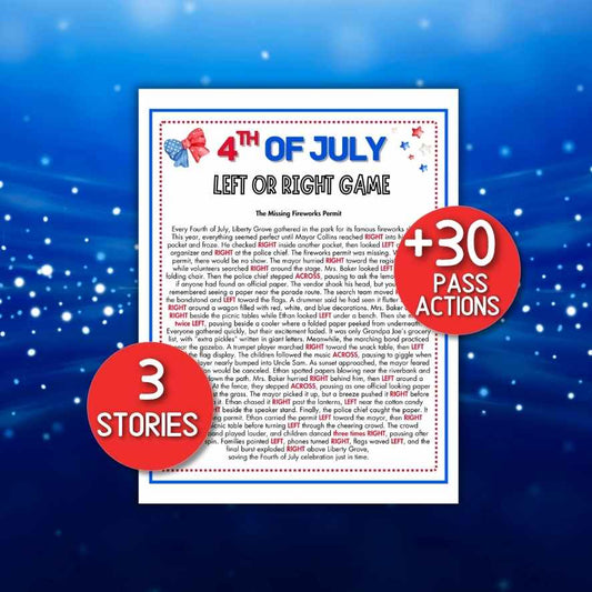 4th of july left right game printable