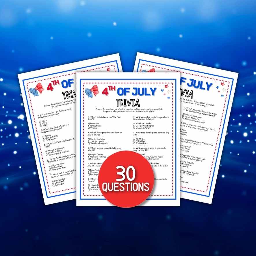 4th of july trivia printable