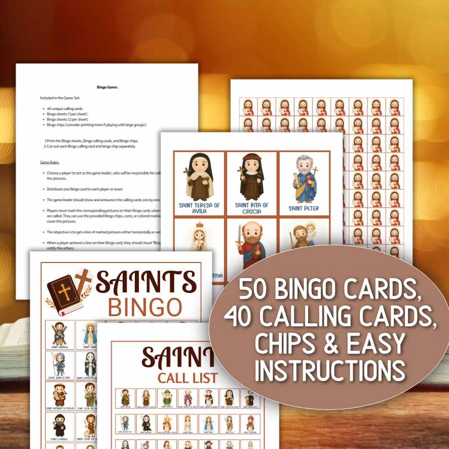 saint´s day catholic saints bingo cards
