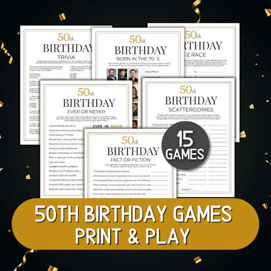 50th birthday party games bundle