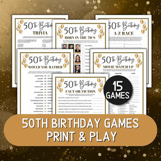 50th birthday party games bundle