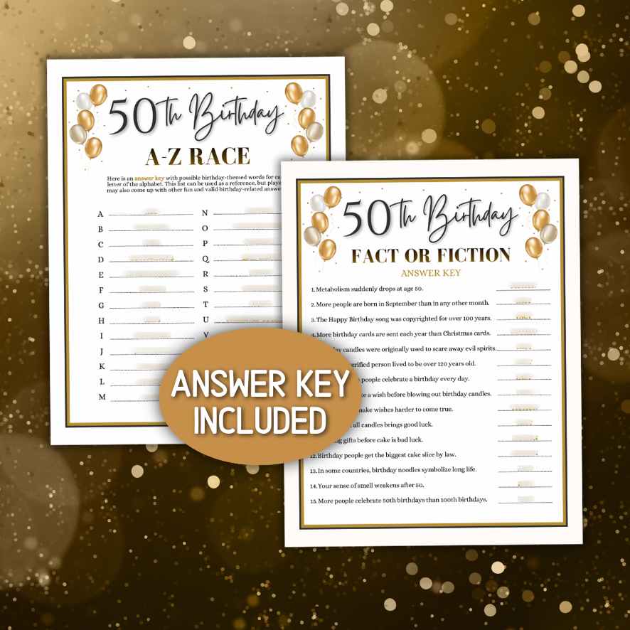 50 Bday Instant Download Activities