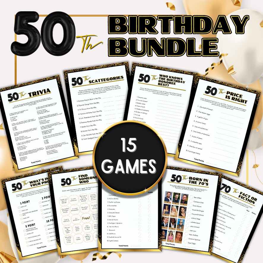 50TH BIRTHDAY PARTY GAMES PRINTABLE