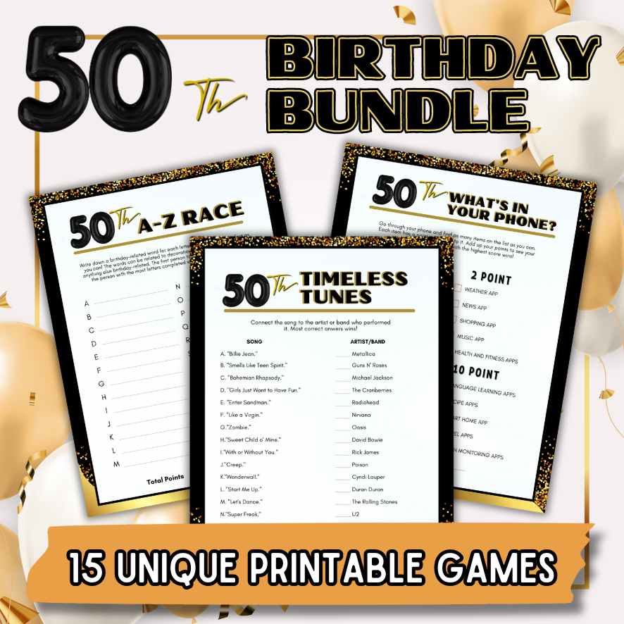 50TH BIRTHDAY PARTY GAMES PRINTABLE