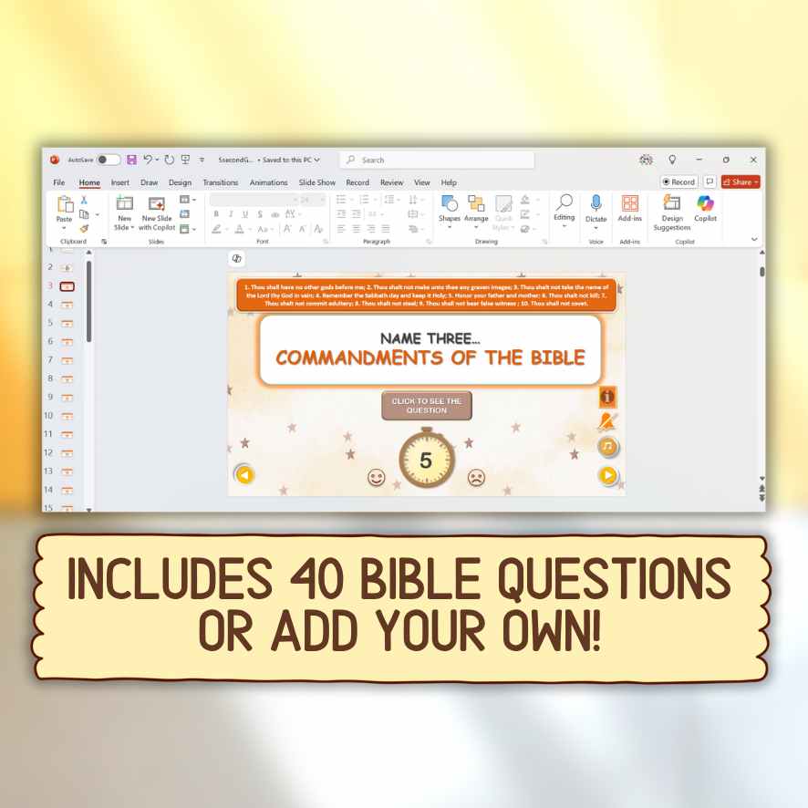 bible 5 second game editable questions
