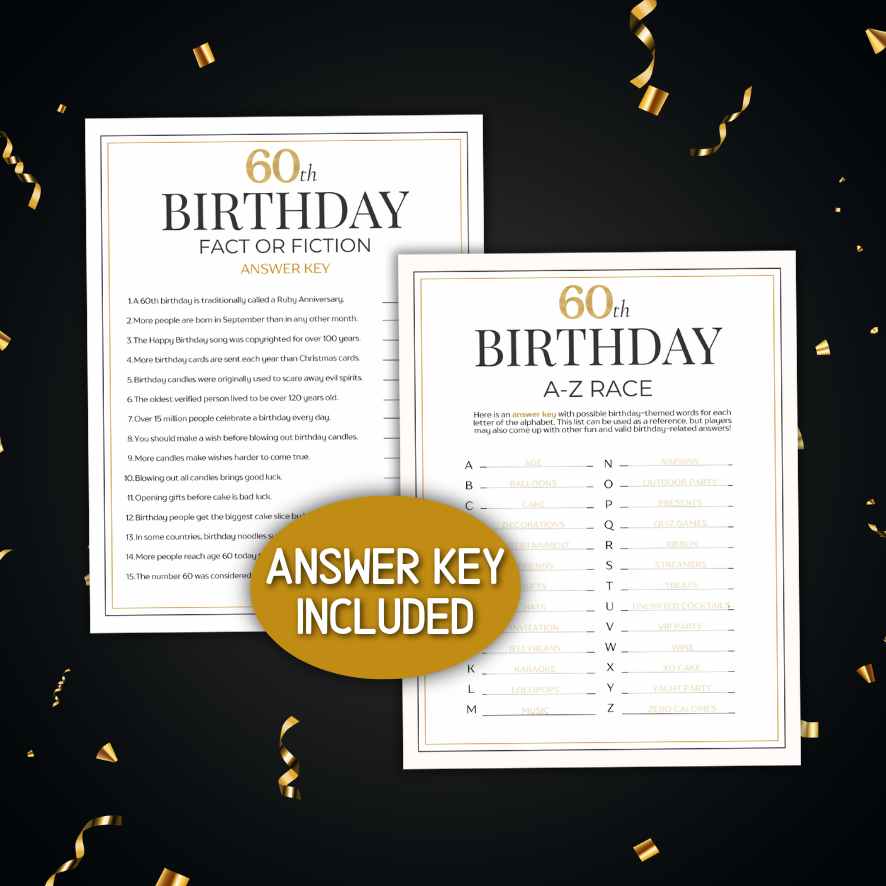 60th birthday party games for adults