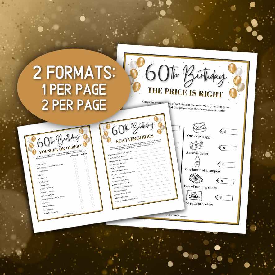 60th birthday party games
