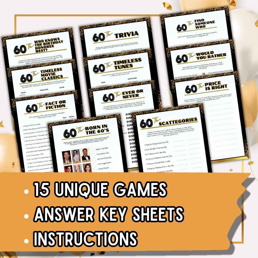 printable 60th birthday party games