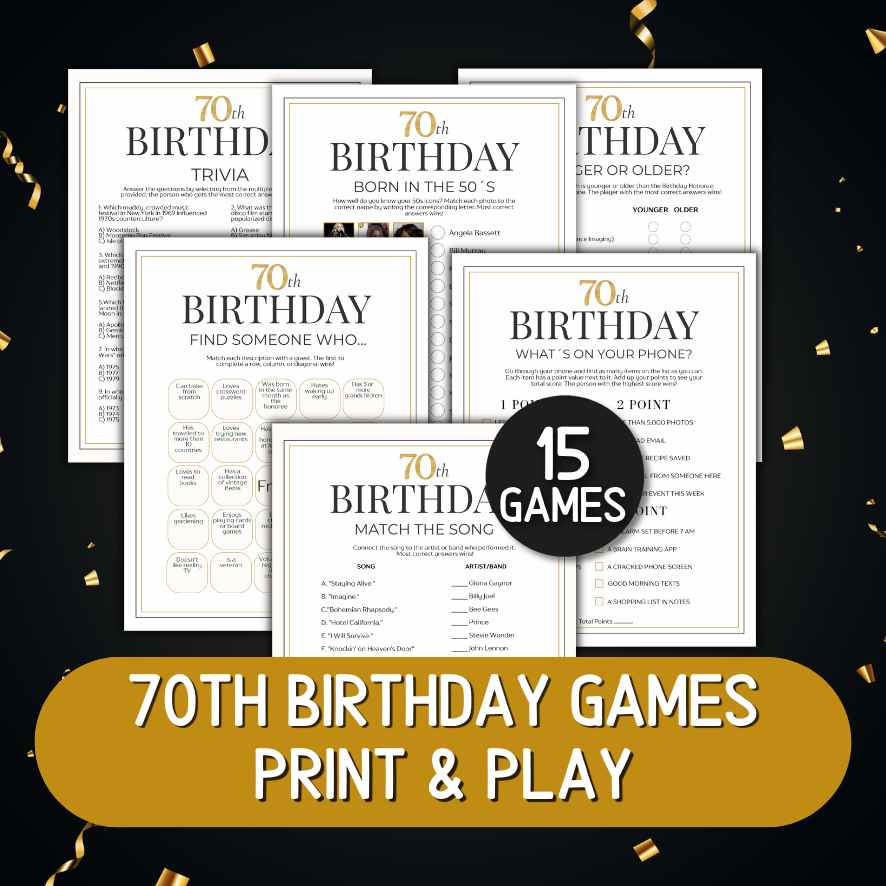 70th birthday games for adults