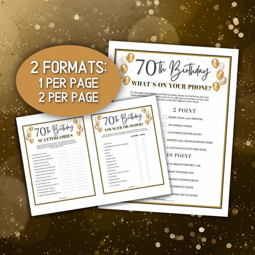70th birthday party games for adults