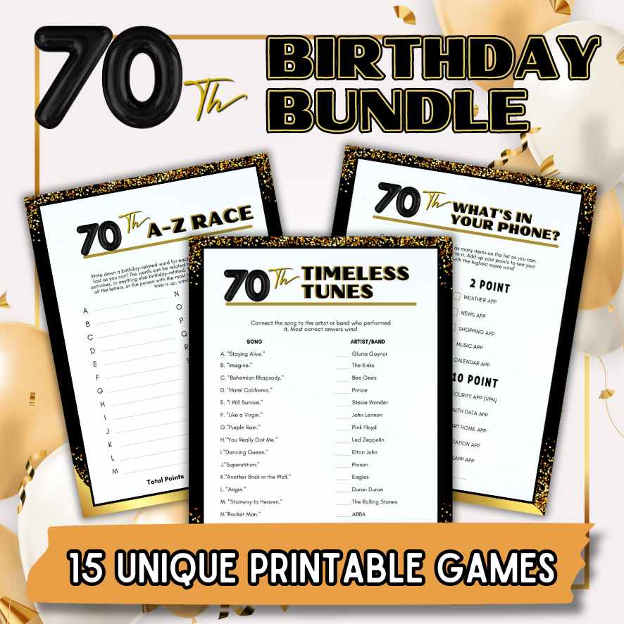 70th birthday party games ideas