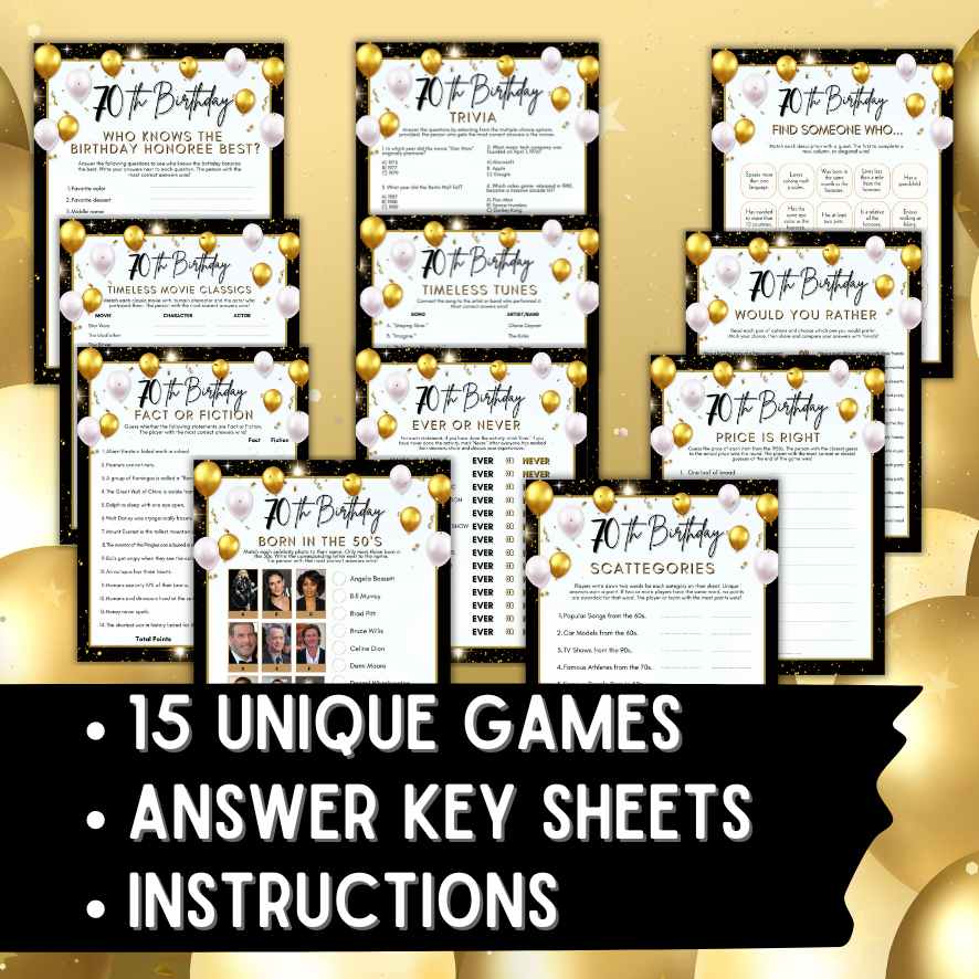 70TH BIRTHDAY PARTY GAMES – The Game Room 70th-birthday-party-games-the-game-room