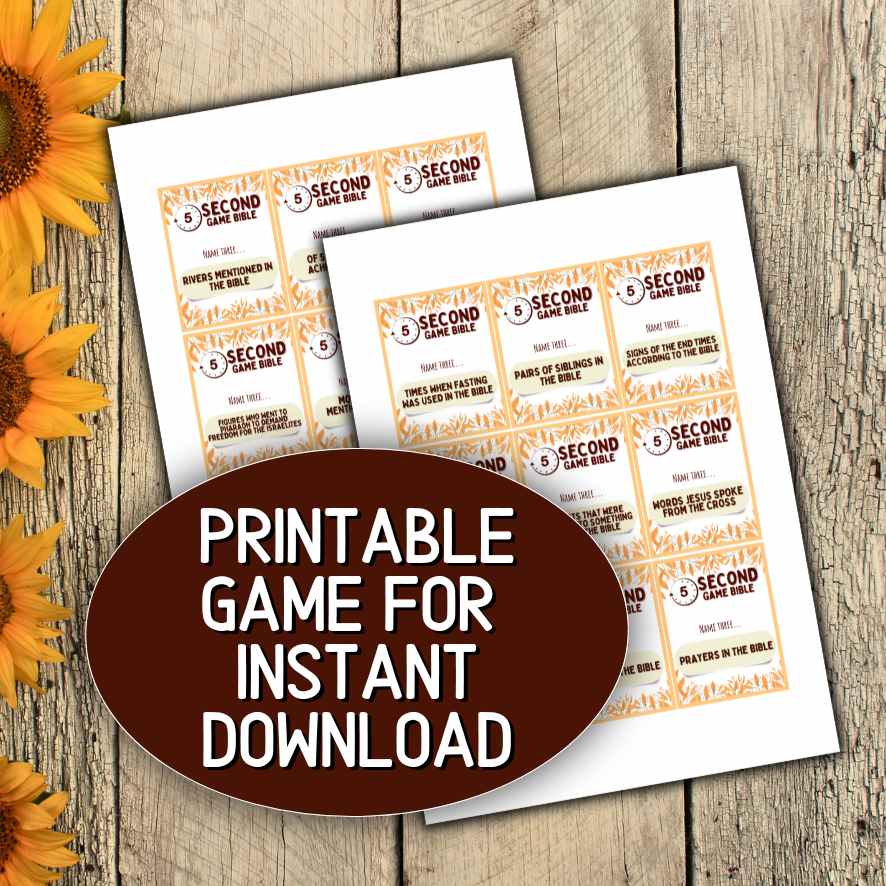 bible 5 second game printable