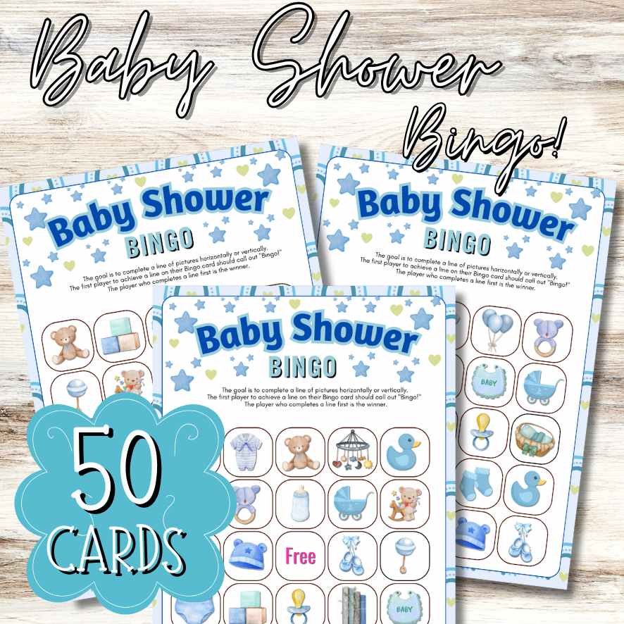 boy baby shower bingo game