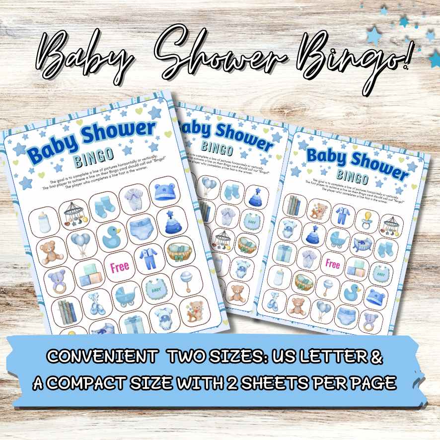 boy baby shower bingo printable