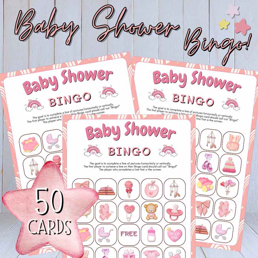 baby shower girl bingo printable