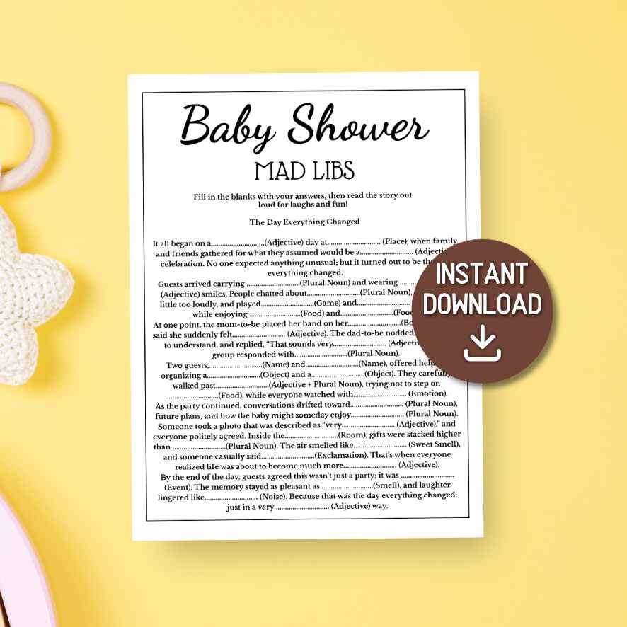Instant download baby shower games