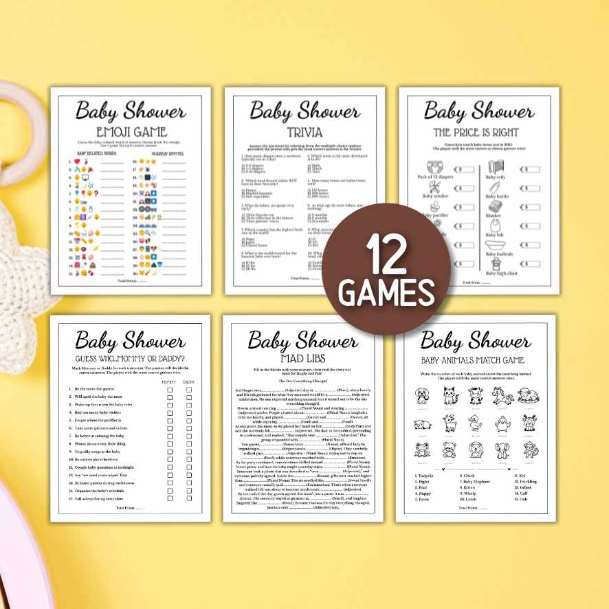 12 baby party game bundle activities
