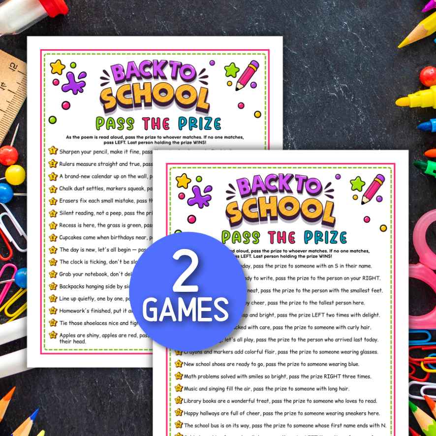 back to school pass the prize game