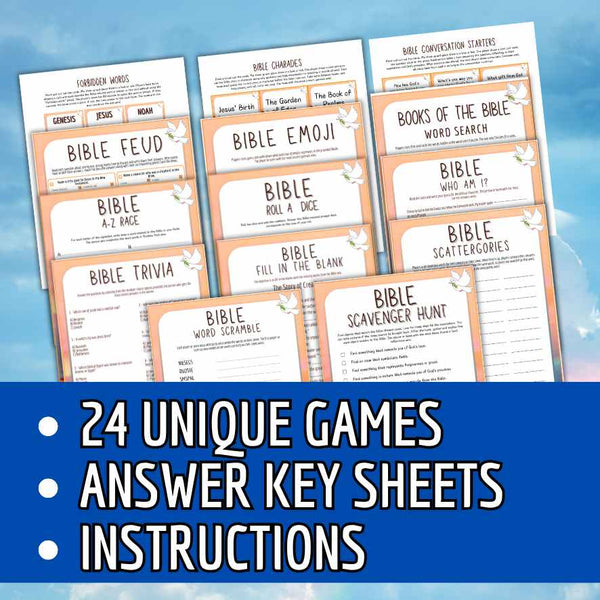 Scripture Game Printable Bible Games Bundle, 24 Christian Activities – The Game Room
