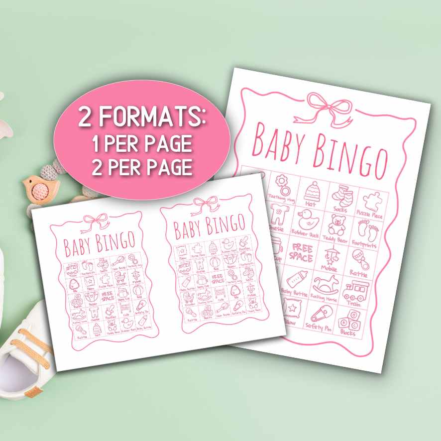 baby shower girl bingo printable